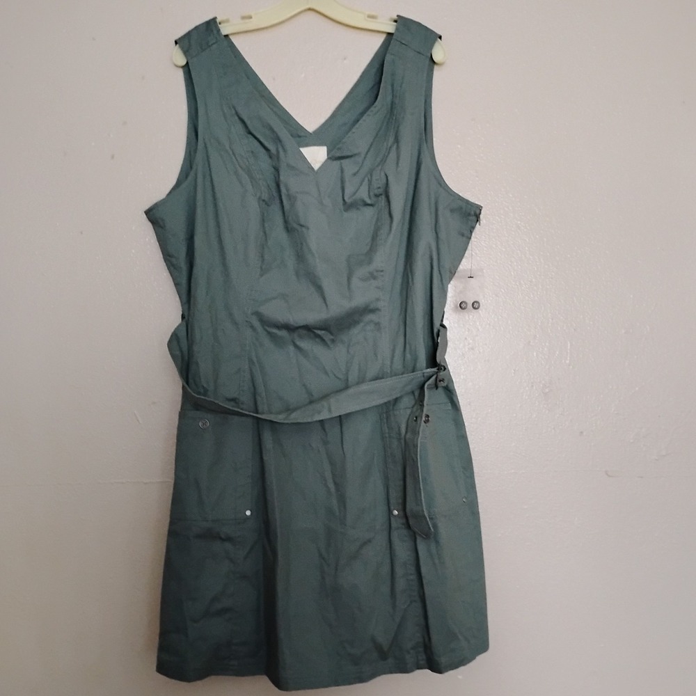Modcloth Dress 2x Utility Belted Cotton Studded Rockabilly Retro Mod New